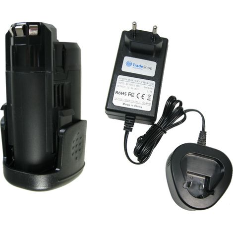 Trade-Shop 2in1 Set: Li-Ion Akku 10,8V / 1500mAh + Ladegerät kompatibel mit Würth 0700996210 Master 10.8 ersetzt Dremel 875 26150875JA 2607336867 (1/4)