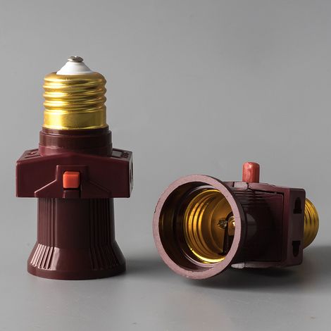 Ein Set aus zwei E27-Schraubsteckdosen mit Diebstahlsicherung, Schaltern, Doppelschraubensockel, Aluminium, braun. (1/5)