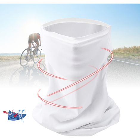 Masque rafraîchissant anti-UV pour cyclisme - Cache-cou en soie glacée avec attache d'oreille pour vélo et vélo électrique (blanc)