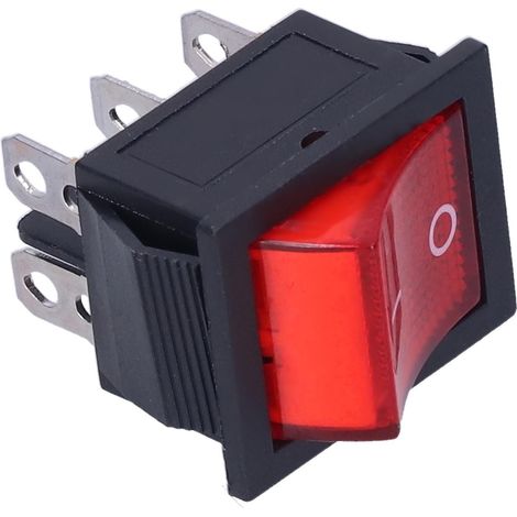 Lot de 10 interrupteurs à bascule marche/arrêt rouges avec voyant lumineux, alimentation 6 broches à 2 niveaux KCD4 15 A/250 V (1/5)