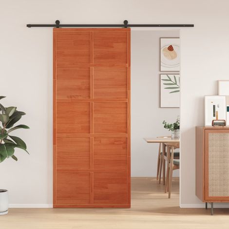 Puerta de granero madera maciza pino marrón miel 90x208 cm vidaXL