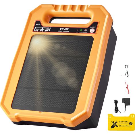 Cargador solar para cercas VEVOR, 0,30 J, 8 kV, alcance de 3 km, resistente a la intemperie, duración de la batería de 7 días, 0,30 J (alimentado por energía solar) (1/2)