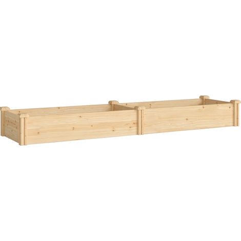 Hochbeet aus Holz mit Trennwand und offenem Boden 235 x 66 x 26 cm (1/3)