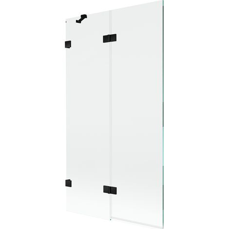 Mexen Lunar paravento vasca da bagno a 2 ante sinistro 100 x 150 cm, trasparente, nero - 897-100-100-70-00-L (1/5)