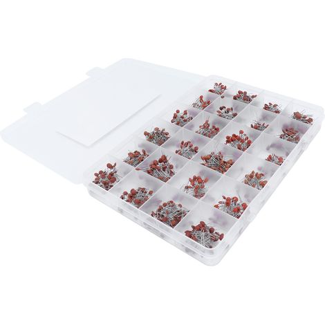 Boîte de 960 condensateurs céramique traversants, 2pF à 0,1uF, 24 valeurs différentes, 40 pièces par type, kit d’assortiment pour réparation électronique. (1/5)