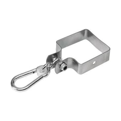 Mousqueton pivotant carré avec anneau en nylon pour fixation balançoire et structure suspendue (1/2)