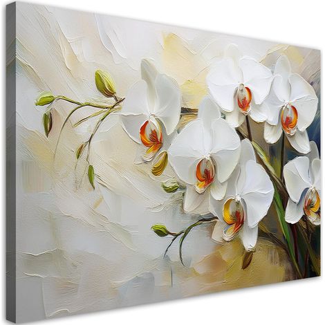 Quadro su tela, Fiori dipinti di bianco - 120x80 (1/5)