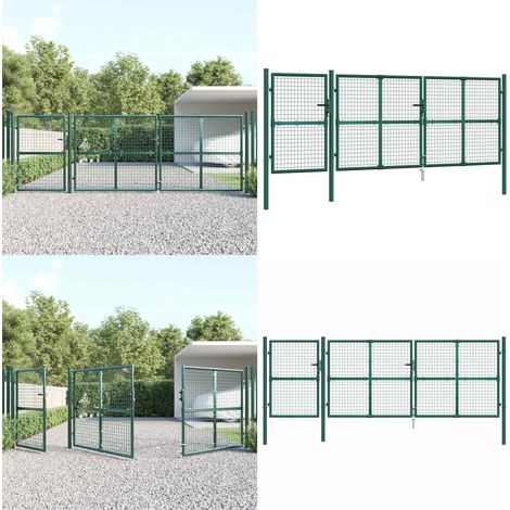 Puerta de jardín de malla verde 400x125 cm Acero galvanizado - Puerta de patio - Puerta de terraza