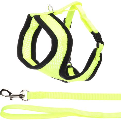 Harnais avec laisse couleur Jaune fluo pour chaton - Flamingo (1/4)