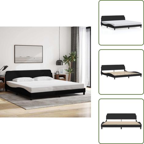 Bettgestell ohne Matratze Schwarz 200x200 cm Stoff - Doppelbett - Boxspringbettwagen - Massivholzbette - Bettsofa - Lattenrost (1/5)