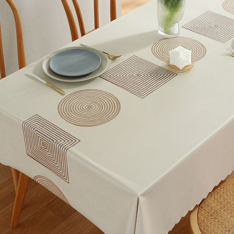 Nappe, nappe rectangulaire, nappe PVC antitache, imperméable, anti-brûlure et sans huile, nappe de fête de Noël imperméable et facile à nettoyer, nappe géométrique nordique pour table de salle à mange (1/4)