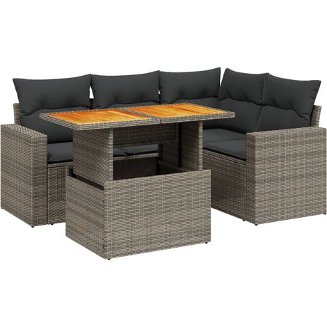 Maison Exclusive - 5-tlg. Garten-Sofagarnitur mit Kissen Grau Pol