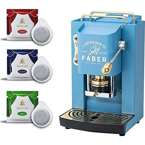 Faber Coffee Machines Macchina da Caffè a Cialde ESE 44mm Pro Deluxe Turchese
