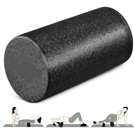 Rouleau de massage dorsal rond en mousse haute densité - Outil d'exercice polyvalent pour le yoga, le Pilates et les étirements profonds (12 et 18 pouces) (1/5)