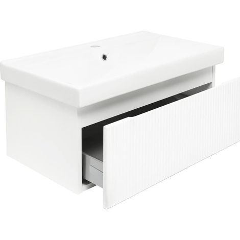 Swiss Aqua Technologies Badezimmermöbel mit Waschbecken SAT Evolution 78x30x44,8 cm weiss matt (SATEVO80WMU1)