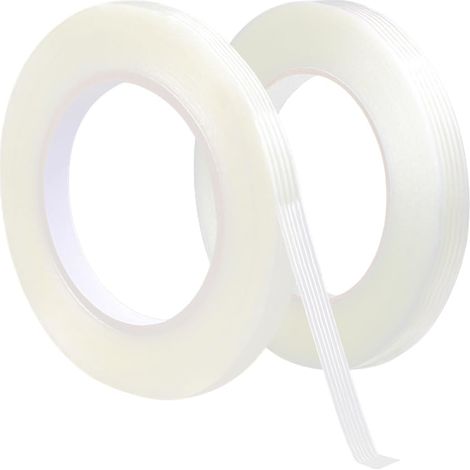 2x Ruban Adhésif en Fibre de Verre, 10mm x 50m, Ruban D'emballage, Ruban de Cerclage en Fibre Imperméable à l'eau Bande Renforcée, Transparent (1/5)