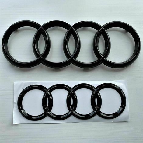 AUDI BLANK SVARTA EMBLEM RINGAR FRAM & BAK A1 A3 A4 A5 273MM 192MM (1/5)