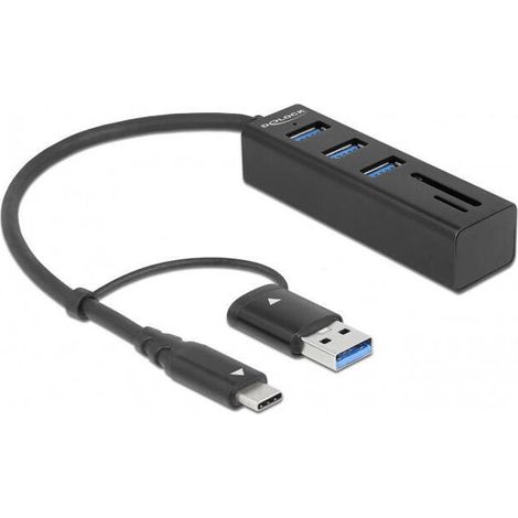Delock Hub USB 3.2 Gen1  3 ptos+ lector de tarjeta (1/2)