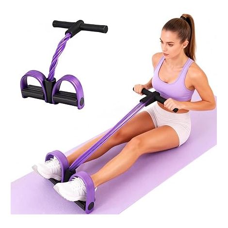 Corde de tension multifonctionnelle, bande de résistance élastique à 6 tubes pour le yoga et le pédalage, équipement de fitness en latex naturel (violet)