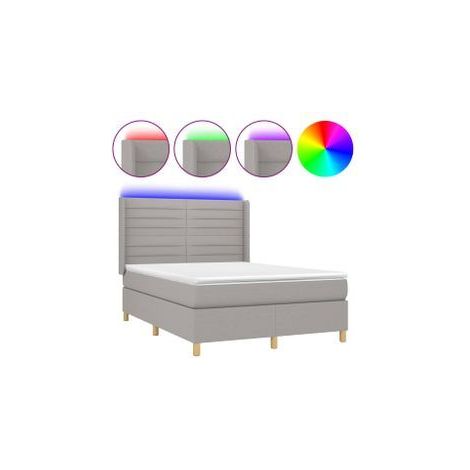 Sommier à lattes de lit matelas LED Gris clair 140x200 Tissu (1/5)