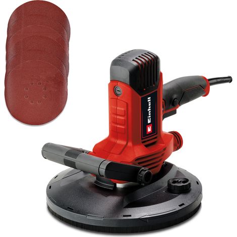 Einhell Ponceuse pour plaques de plâtre TC-DWS 225 (1 220 W, plateau de ponçage avec brosse couronne) Livré avec 6 disques abrasifs de Ø 225 mm