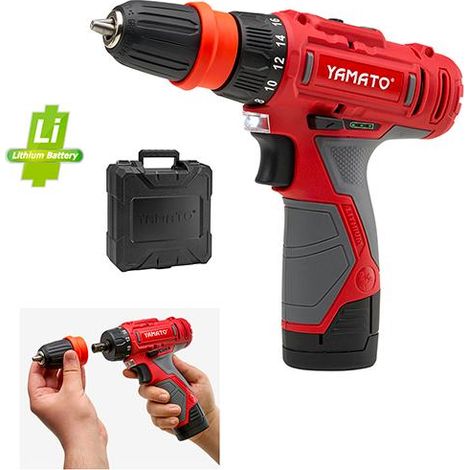 TRAPANO AVV. BATTERIA YAMATO 12V 2AH KIT INSERTI E PUNTE