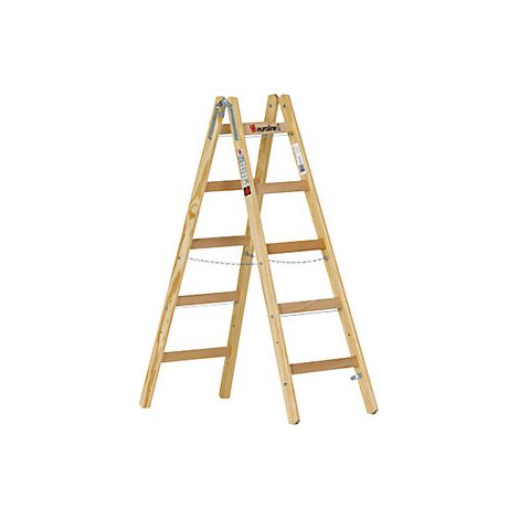Escalera con peldaños de madera  con gancho para cubos  2 x 5