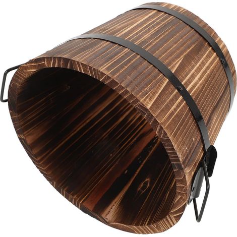 Seau à Riz en Bois Rond 18 Cm, Récipient Cuisine pour Stockage Alimentaire, Seau Vapeur Traditionnel pour Restaurant et Maison, Conteneur Poignée Adapté Service du Riz (1/5)