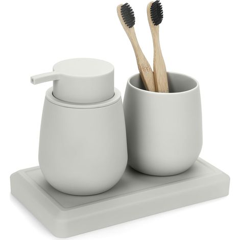 Ensemble Salle de Bain Accessoire Beige Organisateur Salle de Bain 3 Pièces (1/5)