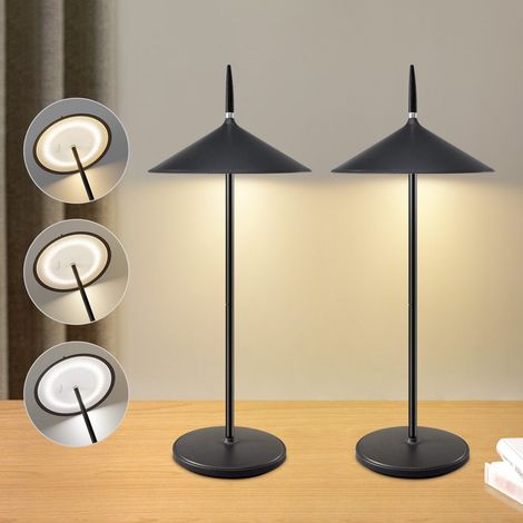 GBLY Tischlampe Akku Nachttischlampe Led - 2er Set Tischleuchte Kabellos 1800mhA Aufladbar Touch Dimmbar Modern Weiß Aussentischleuchte IP44 Wasserdichte USB für Balkon Garten Esstisch Camping