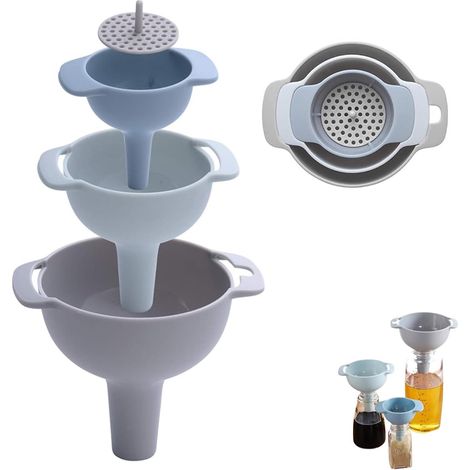 4 en 1 Entonoir Alimentaire Entonnoir Cuisine avec Filtre Funnel Set (1/5)