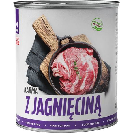 Comida húmeda para perros TufTuf, lata de cordero de 800 g, carne en conserva. (1/2)