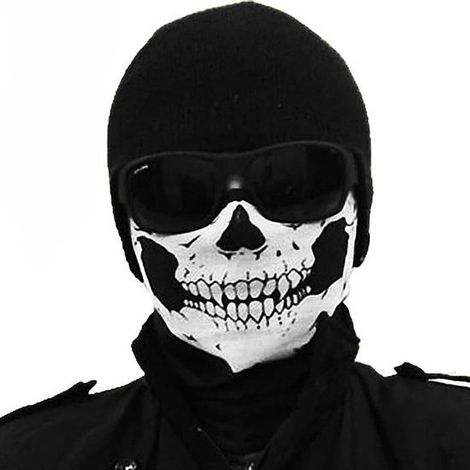 Masque de crâne - Masque d'Halloween - Masque de ski / moto - Col roulé / écharpe - Snowboard - Taille universelle (1/5)