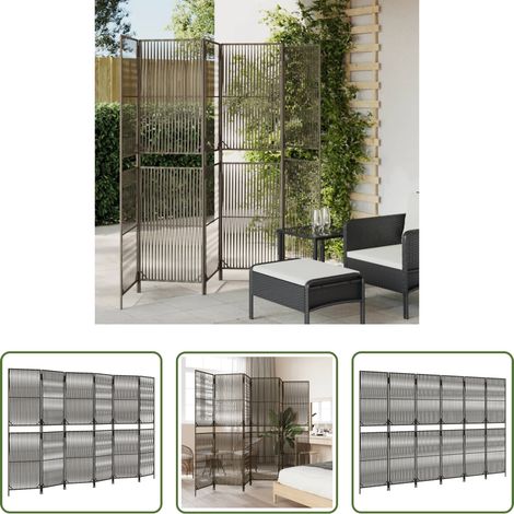 vidaXL Biombo de 6 paneles ratán sintético gris (1/5)