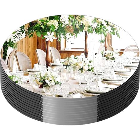 Lot de 8 miroirs ronds pour décoration de table, miroir en acrylique, plaques à bougies, plateaux miroirs ronds, carreaux miroirs pour décoration de table, décoration murale 12in / 30 cm, 20 (1/5)