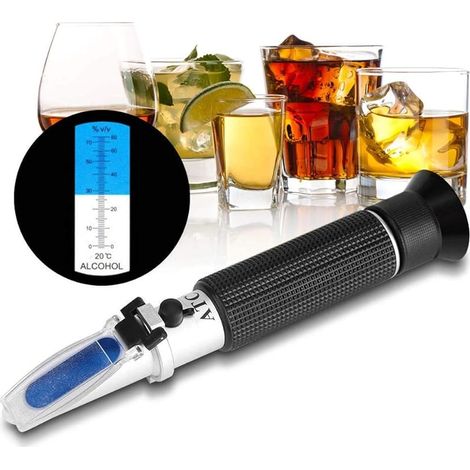 Réfractomètre d'alcool ATC haute résistance avec plage de mesure d'alcool 0-80% pour liqueur et spiritueux haute précision ± 1% pour whisky, brandy, vodka, etc.