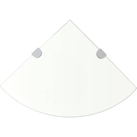 Étagère de coin + supports Étagère de Rangement - Meuble de rangement chromés Verre Transparent 35 x 35 cm BV951417 - BonneVie (1/5)