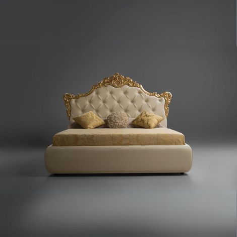 Letto matrimoniale con contenitore Savoia colore crema (1/4)