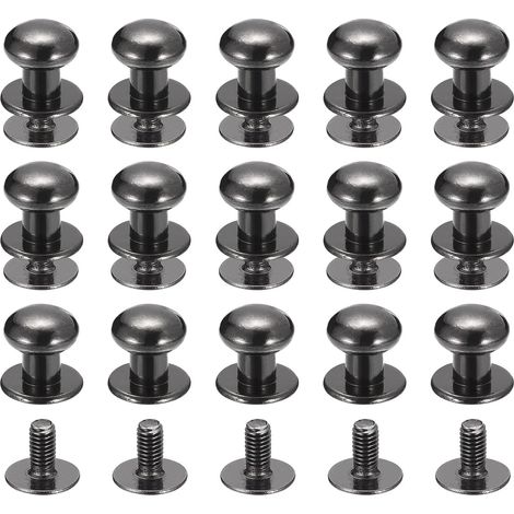 15Paquet 8mm Balle Tête Étalon Rivets Vis Dos Métallique Noir (1/5)