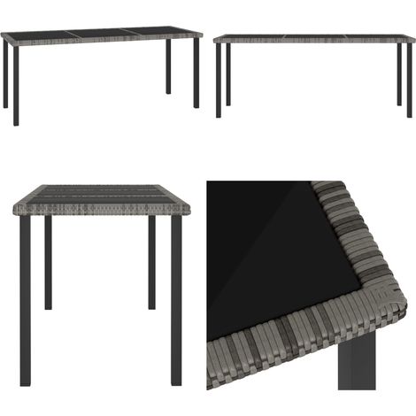 Tavolo da Pranzo da Giardino Grigio 180x70x73 cm in Polyrattan - Tavolo da pranzo esterno - Tavolo in rattan