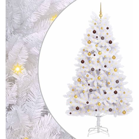 Künstlicher Weihnachtsbaum Weiß 120 x 120 x 240 cm LEDs vidaXL