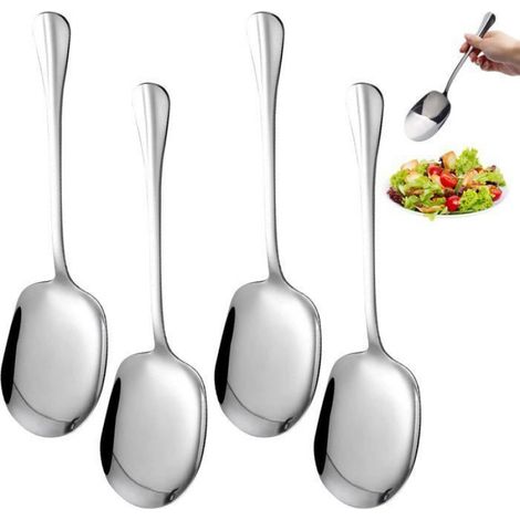 4 Cuillère, Acier Inoxydable 304, Longueur 25 Cm, Surface Polie, Usage Cuisine Restaurant (1/4)