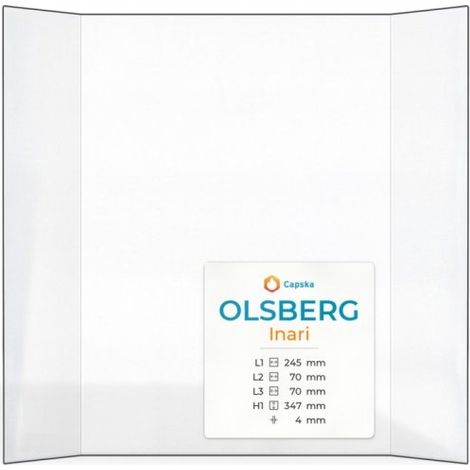 Vitre Olsberg INARI - Verre Prismatique pour poêle à bois - (70 + 245 + 70) x 347 mm (L2+L1+L3 x H1) - 4 mm (1/5)