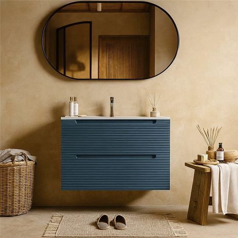 Exagonshop Mobile bagno sky blue 80x45 Mango con lavabo in