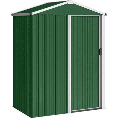 Casetta Box Porta Attrezzi da Giardino 136x87x179 cm Superficie 1.1m² con Porta Scorrevole Bloccabile in Acciaio Verde (1/5)