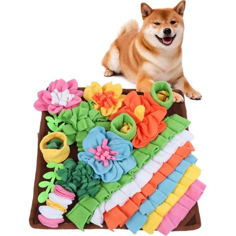 Tapis de Fouille pour Chien – 40x40 cm, Tapis de Fouille en Polaire Coloré, Jouet d'Occupation pour Chien, Chat et Lapin, Antidérapant, Lavable et Pliable, Marron (1/5)