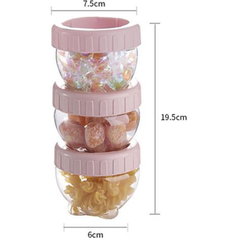 Lot de 3 bocaux de conservation roses hermétiques et empilables (1/5)
