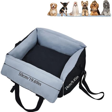 Asiento para perros para coche, diseño cómodo, fácil de limpiar, negro y azul. (1/2)