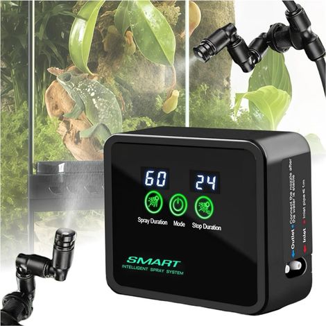 Brumisateur Terrarium Automatique, Humidificateur Terrarium Automatique avec Minuterie et Arroseur de Brouillard Réglables 360°, Système de Pulvérisation pour Reptiles Plantes Amphibiens (1/5)