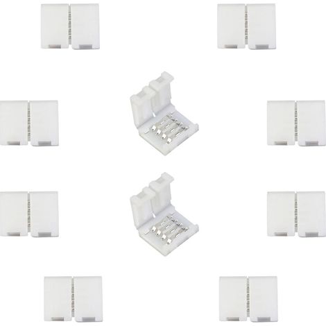 RGB 2835 Connecteur de Ruban LED Connecteur Rapides de Bande LED à 4 Broches pour Strip LED SMD 2835/3528 RGB imperméable et Non-imperméable de 8mm de Large, Soudage Gratuit (10pcs)